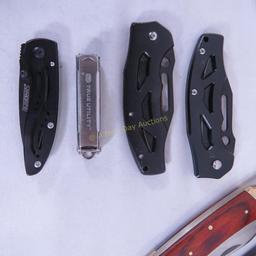 5 Guidesman Knives- 1 w/sheath & flashlight