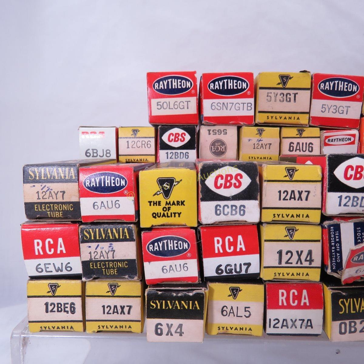 Vintage electronics tubes in boxes