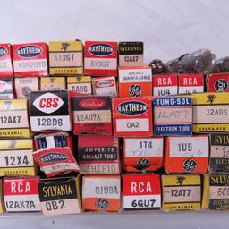Vintage electronics tubes in boxes