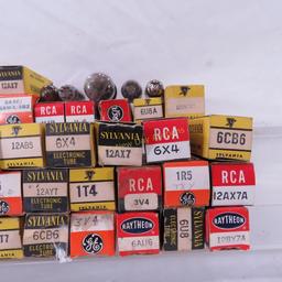 Vintage electronics tubes in boxes