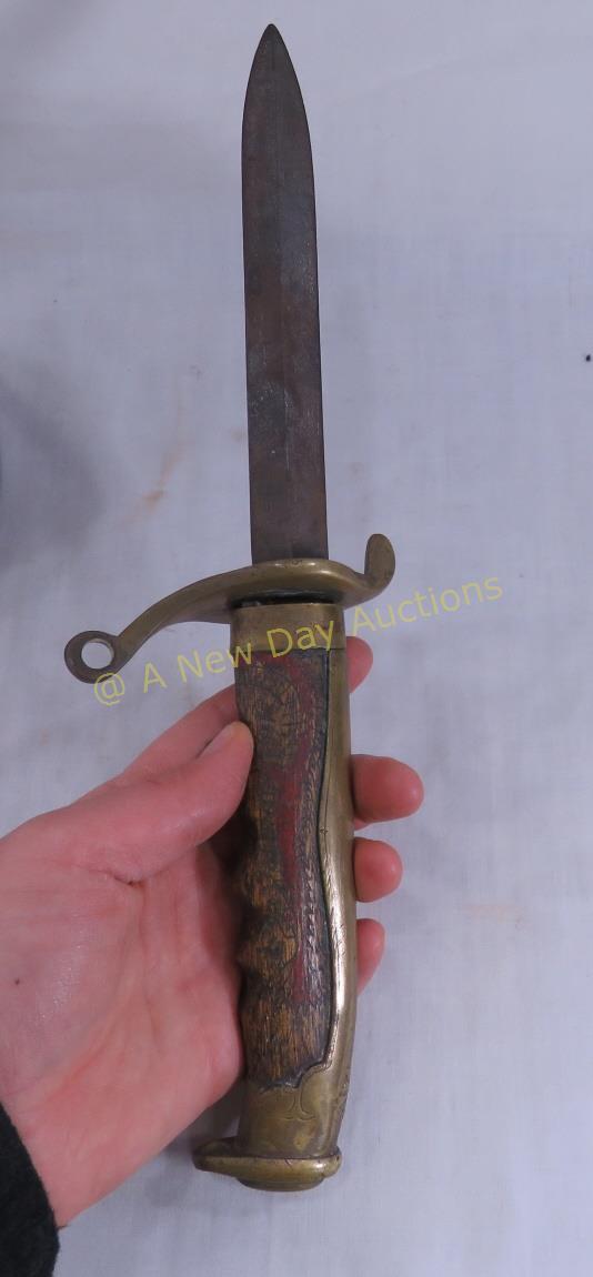 Asian bell and unmarked bayonet/knife