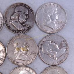 $10 Face Silver Franklin Half Dollars