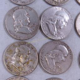 $10 Face Silver Franklin Half Dollars