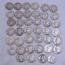 $10 Face 1950's Silver Washington Quarters