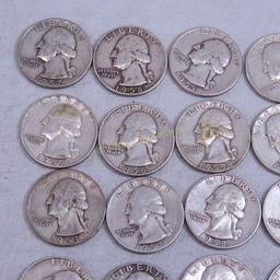 $10 Face 1950's Silver Washington Quarters