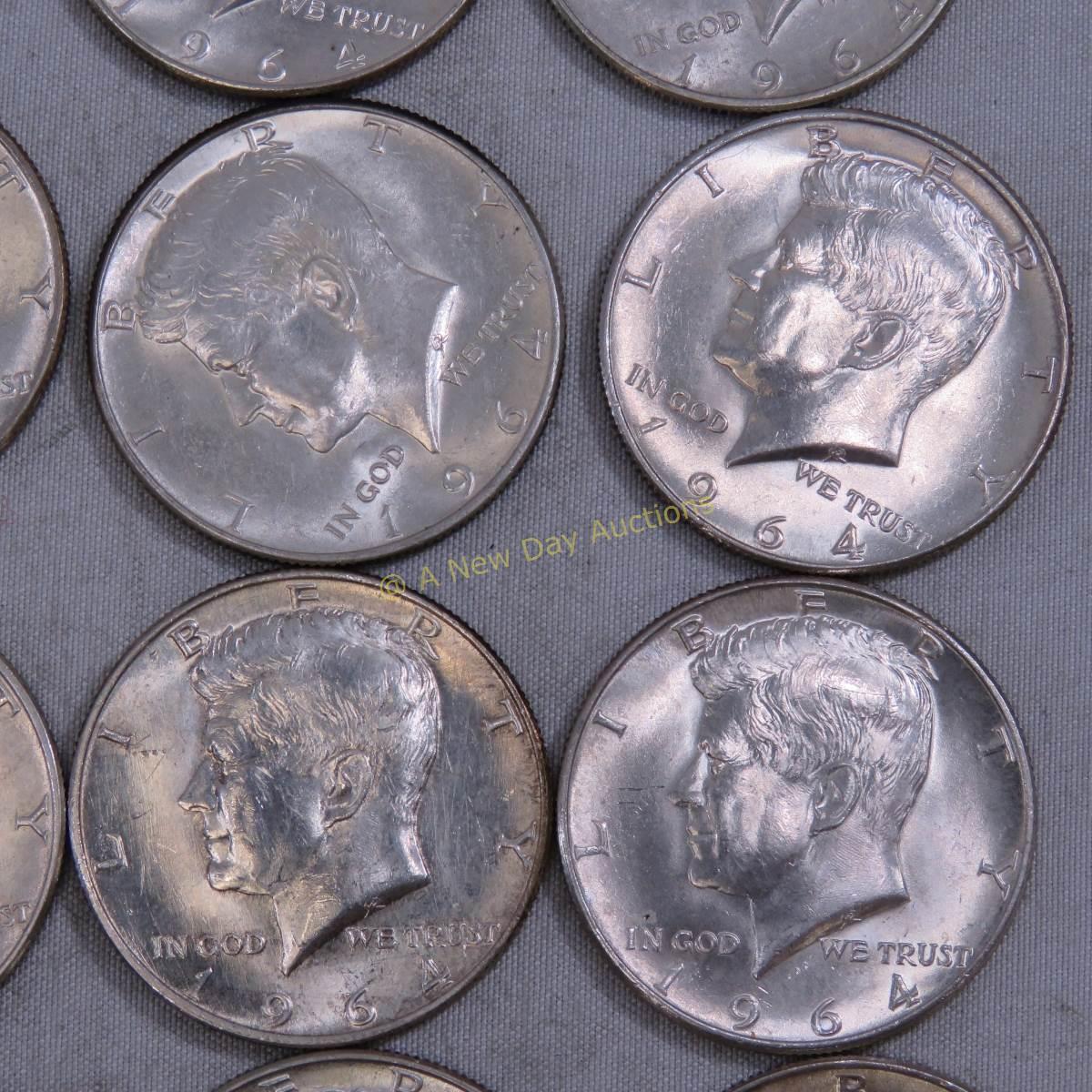 $10 Face 1964 Silver Kennedy Half Dollars