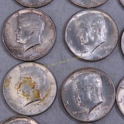 $10 Face 1964 Silver Kennedy Half Dollars