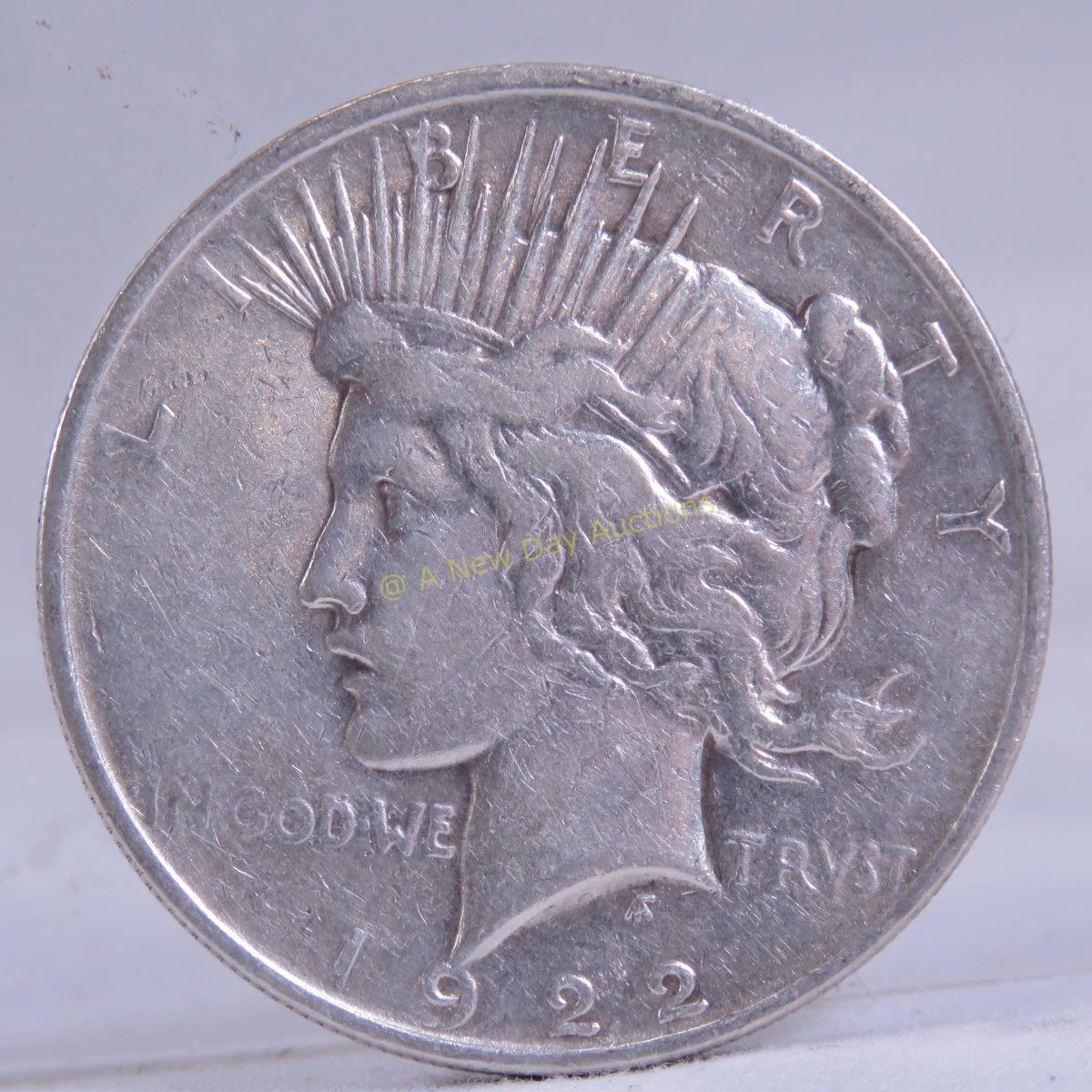 5 1922 Peace Silver Dollars