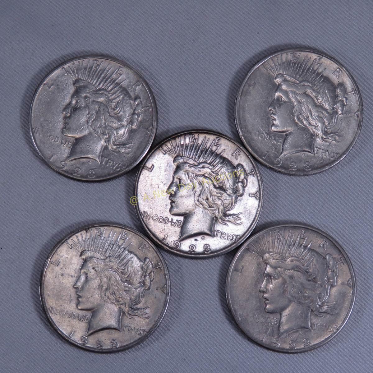 5 1923 S Peace Silver Dollars