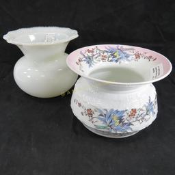 Antique Milk Glass & Ceramic Ladies Spittoons