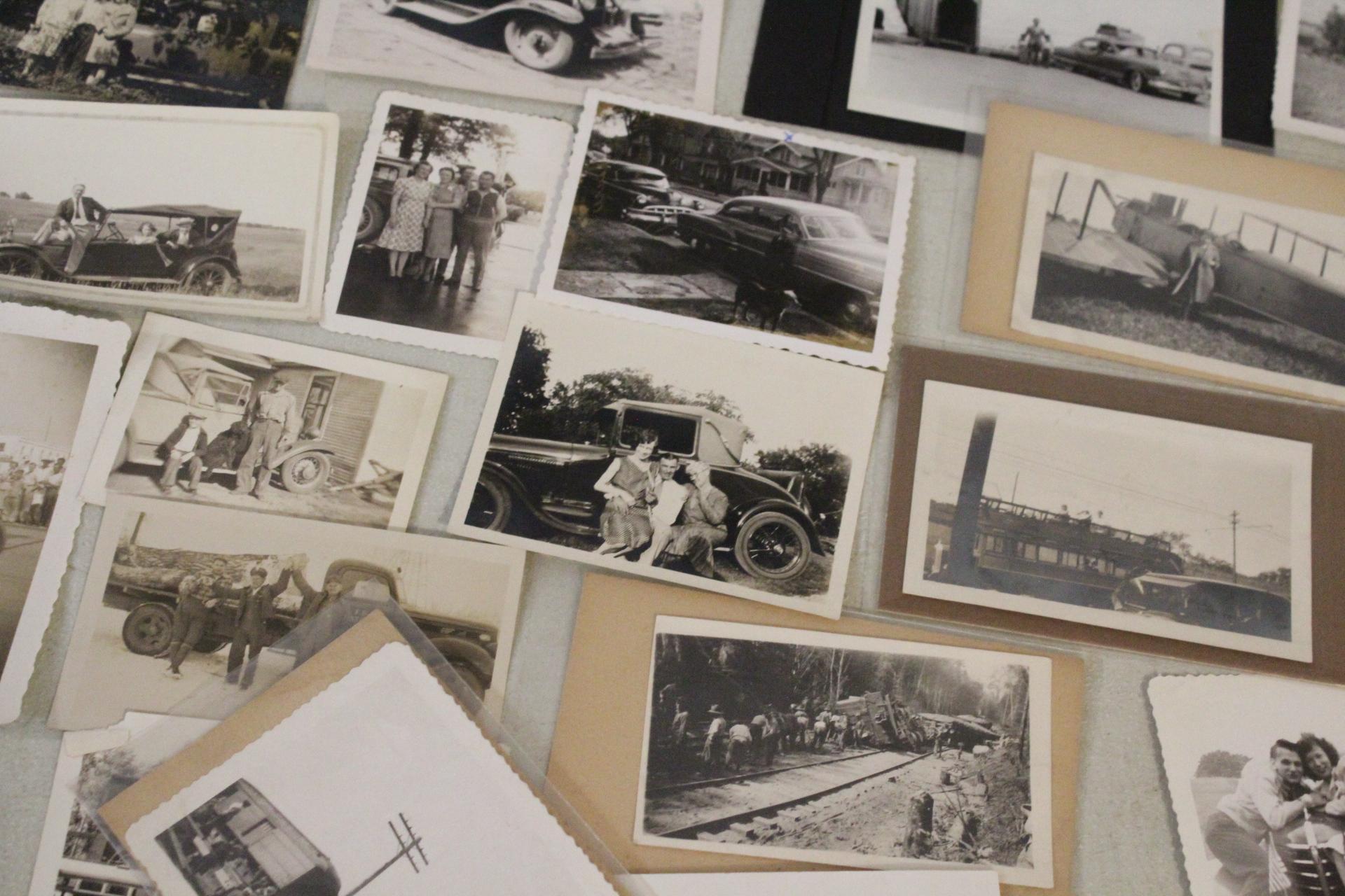 Lot Real Photos Train Wreck, Antique Cars, Trucks