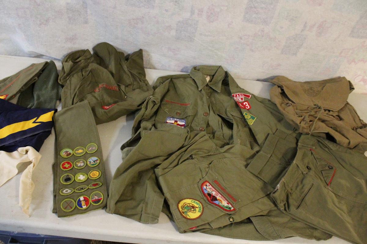 Vtg. Boy Scout Patches, Backpack, Clothes, Hats,