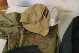 Vtg. Boy Scout Clothes, Hats, Mess Kit, Patches