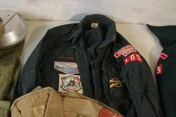 Vtg. Boy Scout Clothes, Hats, Mess Kit, Patches
