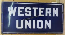 "WESTERN UNION" Blue Porcelain Sign 48x24"