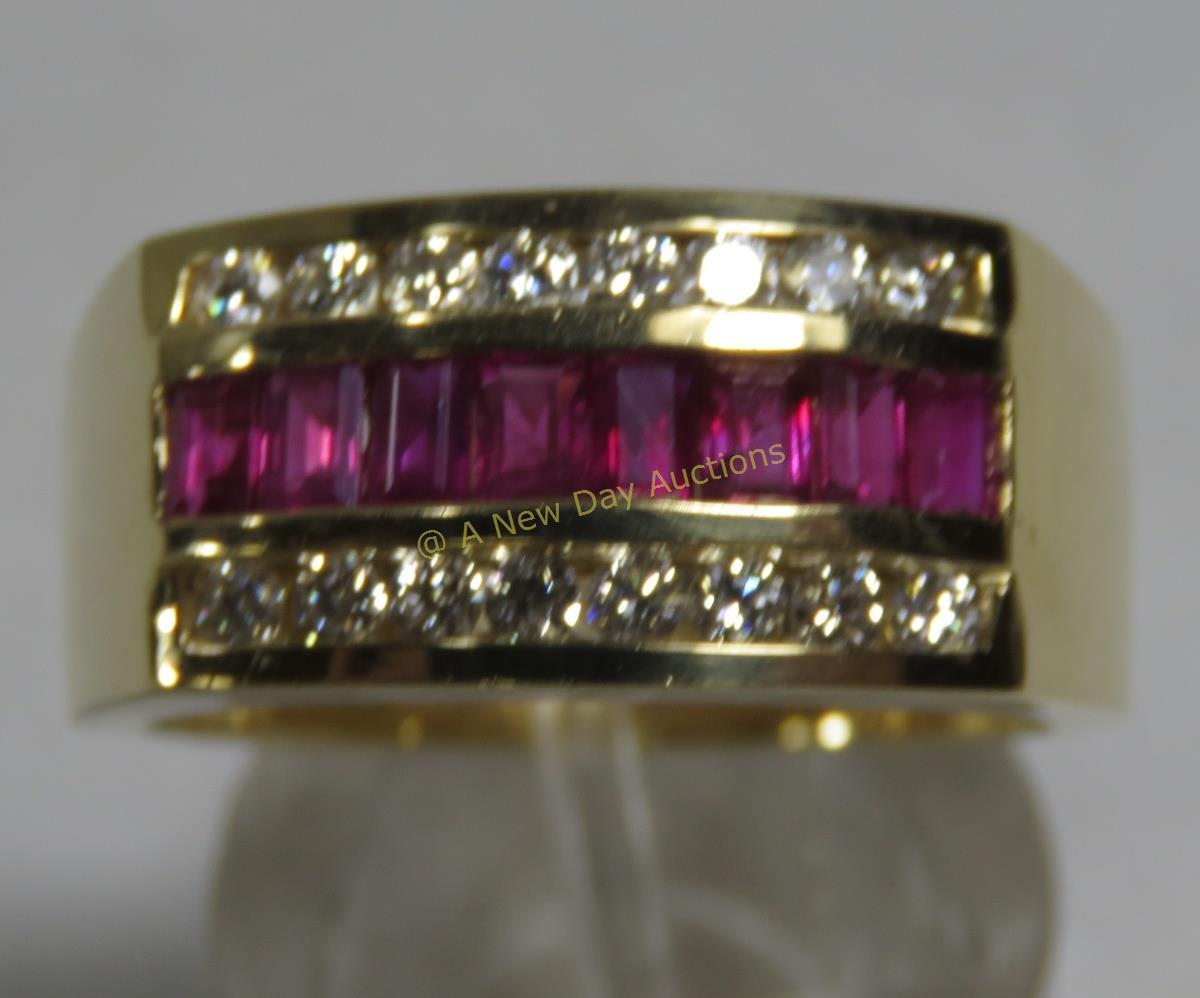 14kt gold ring with ruby & diamonds 8.44gtw