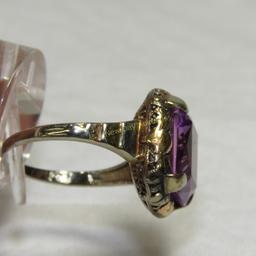 14kt white & yellow gold amethyst ring