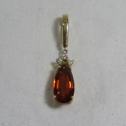 14kt gold citrine and diamond pearl enhancer