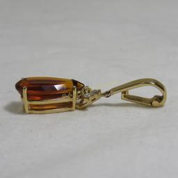 14kt gold citrine and diamond pearl enhancer