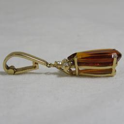 14kt gold citrine and diamond pearl enhancer