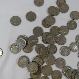 65 Buffalo Nickels & 13 Liberty V Nickels