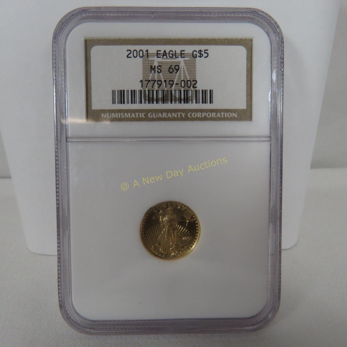 2001 $5 Gold Eagle 1/10 OZT NGC graded MS69
