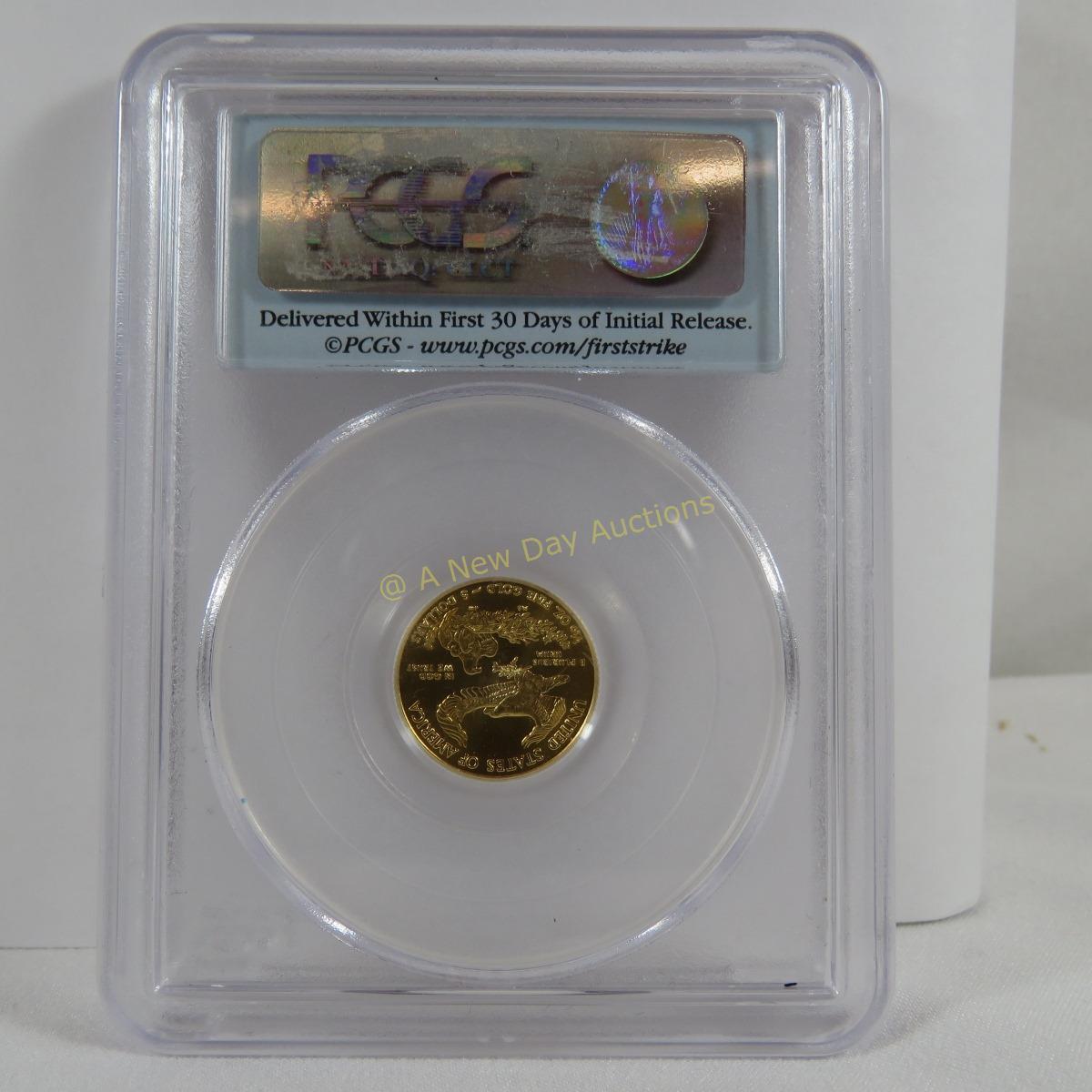 2009 $5 Gold Eagle 1/10 OZT PCGS MS70 1st strike