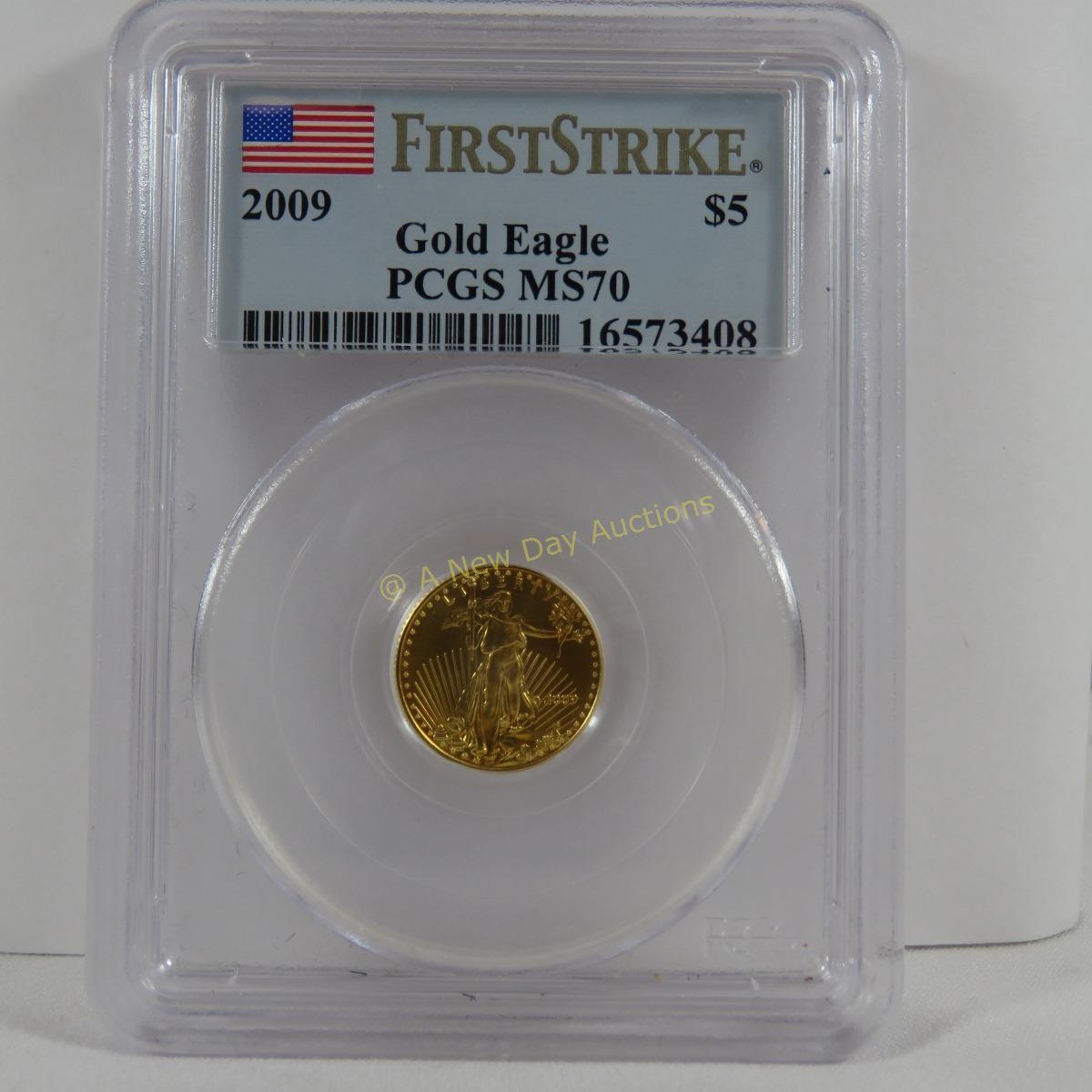 2009 $5 Gold Eagle 1/10 OZT PCGS MS70 1st strike