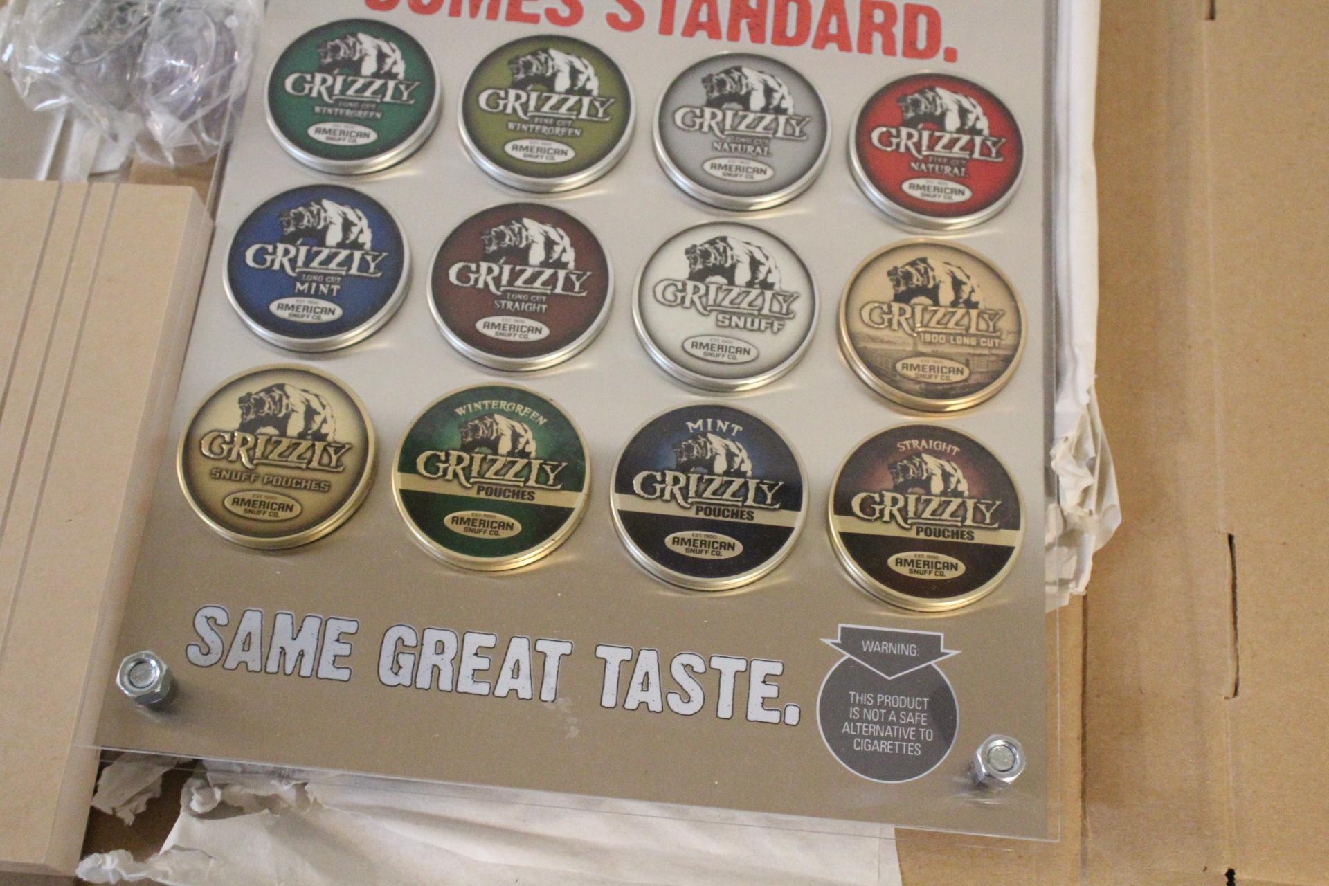 Store Display 17" x 12" Grizzly Tobacco Tins Wall