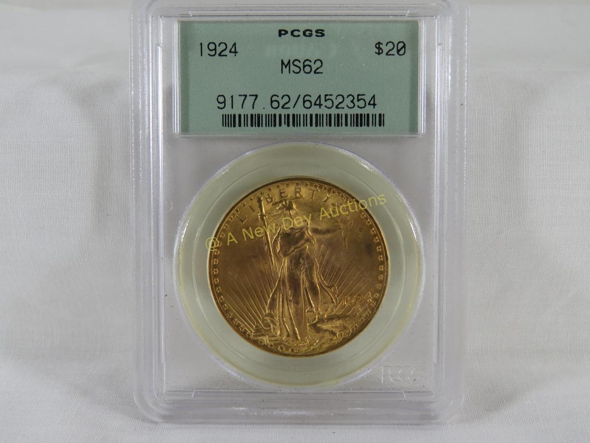 1924 St Gaudens $20 gold PCGS MS62