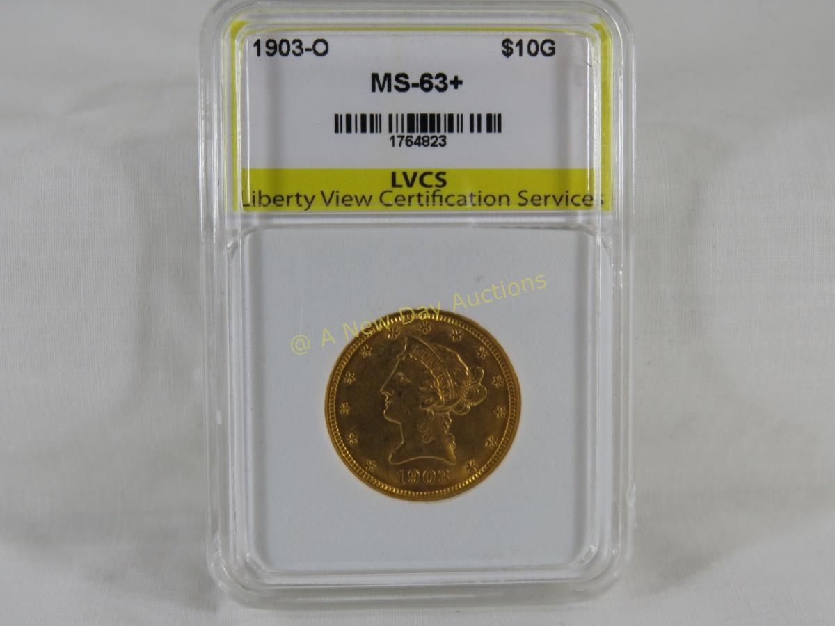 1903 O $10 Gold Indian Head LVCS graded MS-63+