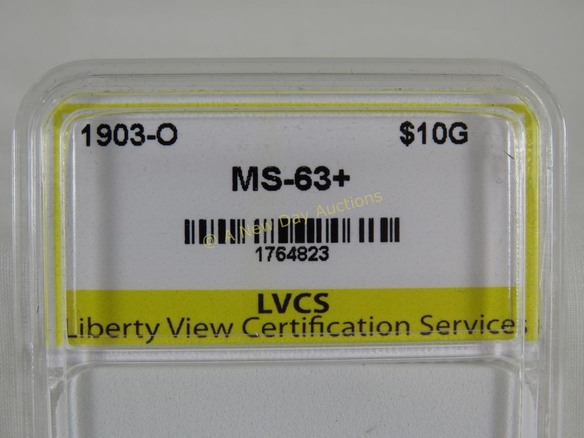 1903 O $10 Gold Indian Head LVCS graded MS-63+
