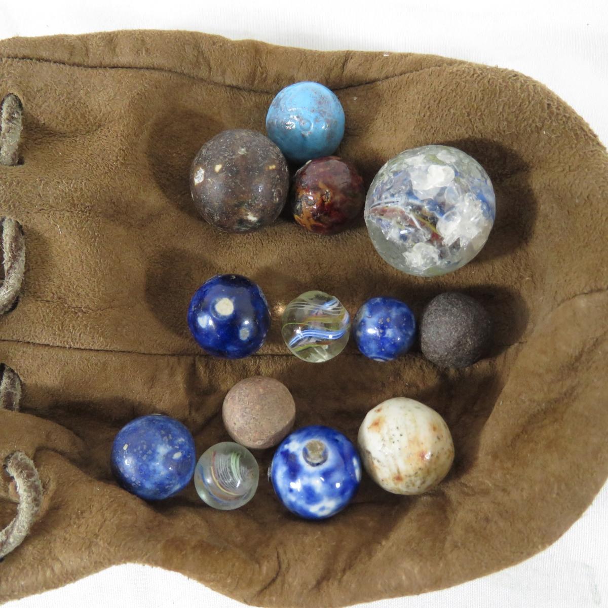 Antique & vintage marbles including large swirl