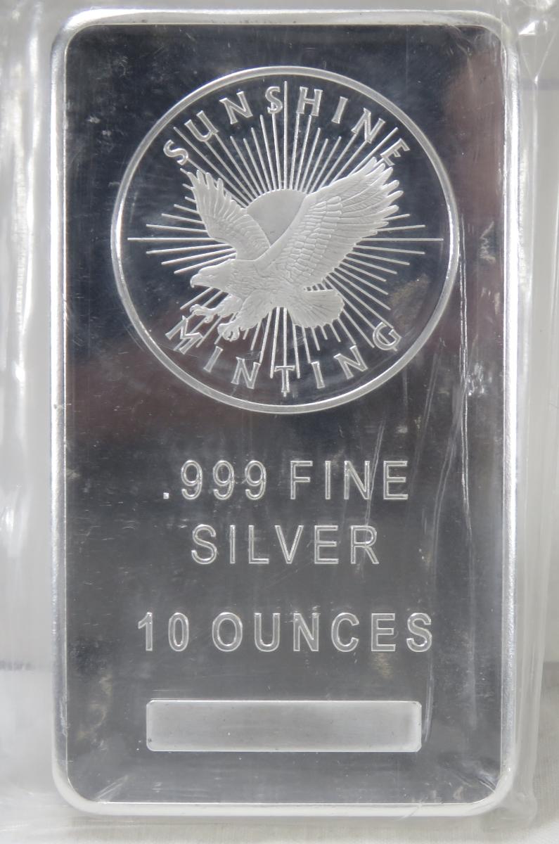 Sunshine Minting 10 ozt .999 Fine Silver Bar