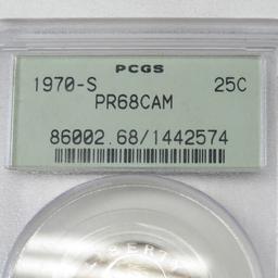 1970 S Washington Quarter PCGS Graded PR68CAM