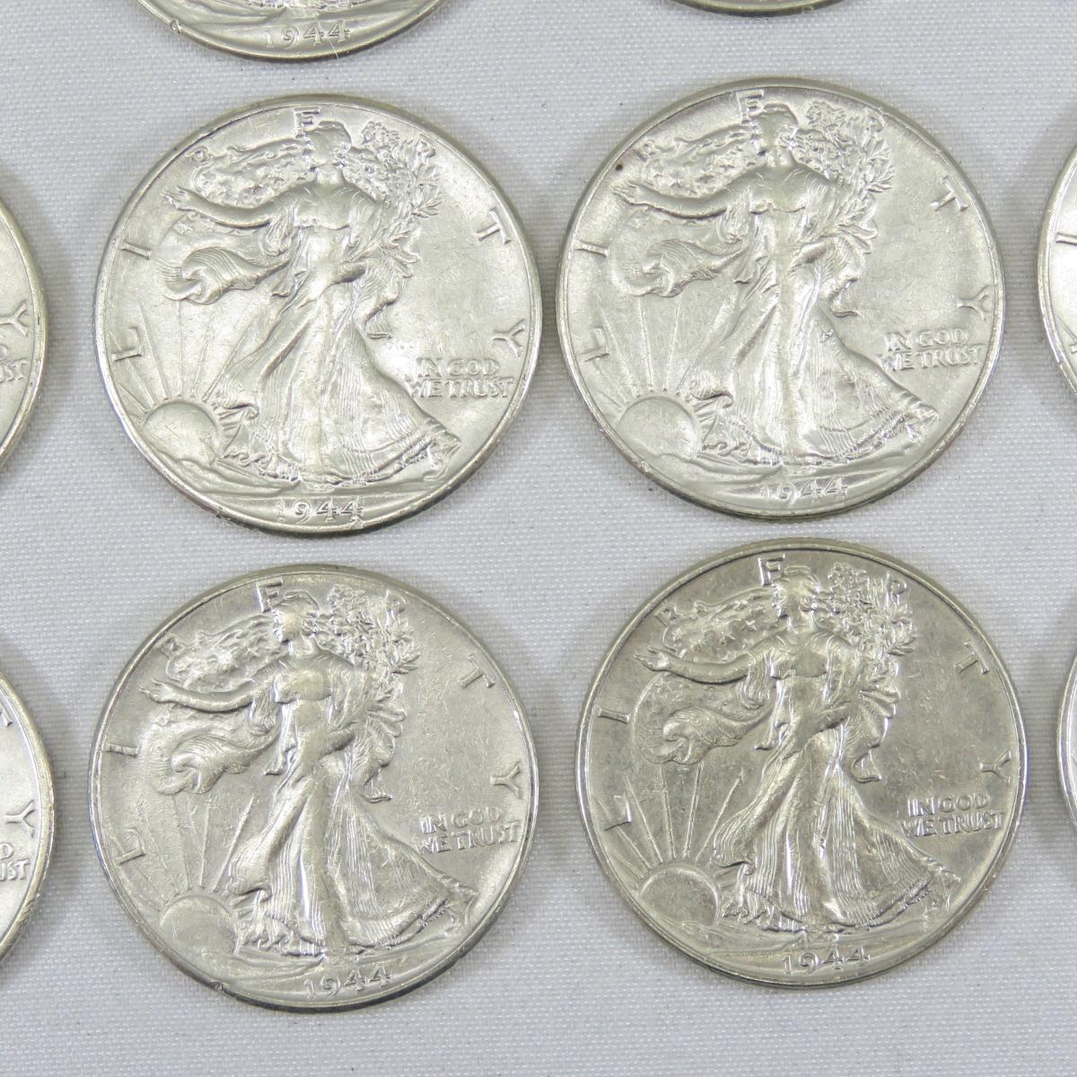 20 1944 Walking Liberty Silver Half Dollars XF-AU