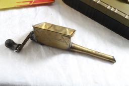 Shell Oil Tin Brass Cigarette Auger Bakelite Box