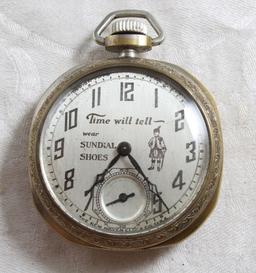 New Haven Sundial Shoes Adv Pocket Watch Works