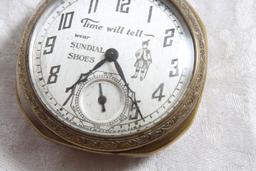 New Haven Sundial Shoes Adv Pocket Watch Works