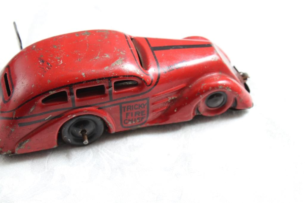 Marx Windup Tricky Fire Chief & Tin Friction Car