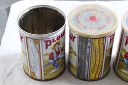 4 Plow Boy Tobacco Tins 8 oz Size, 2 with Lids