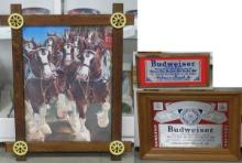 2 Budweiser  Mirrors & Clydesdale Print