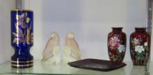 Alabaster Bird Bookends, Glass Vase & More