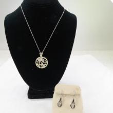 Sterling Earrings & Platinum Plated Necklace
