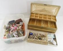 Jewelry Parts & Pieces with Vintage Jewelry Box