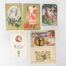 6 Antique Santa Postcards