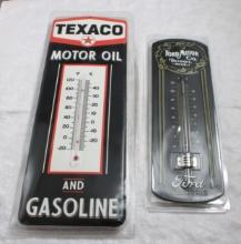 2 Advertising Metal Thermometers FORD & TEXACO
