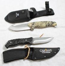 2 Hunting Knives Camillus & Mossy Oak with sheaths