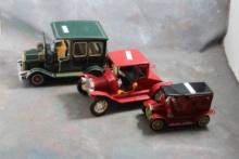 3 Tin Friction Toy Vehicles