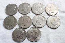 10 Eisenhower dollars 1971, 1972, 1976 & 1977